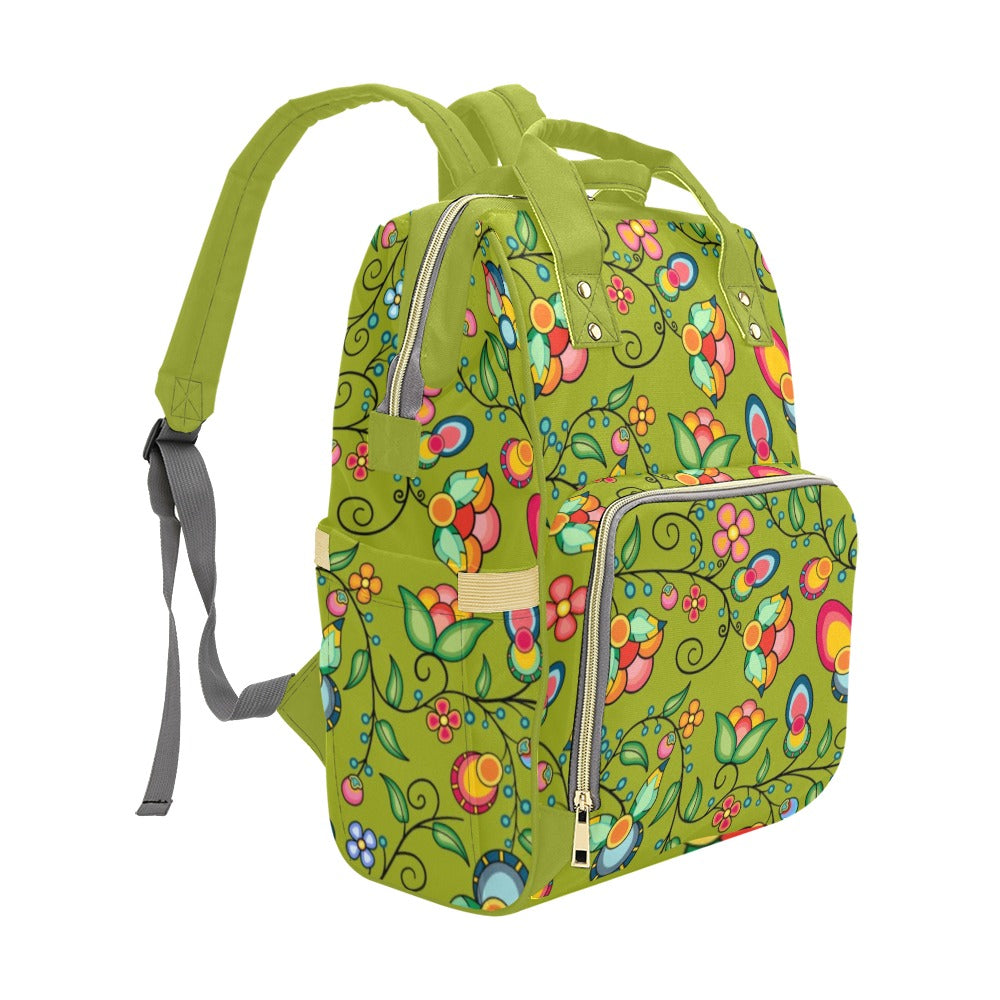 Floral Bounty Sweetgrass Multi-Function Diaper Backpack/Diaper Bag