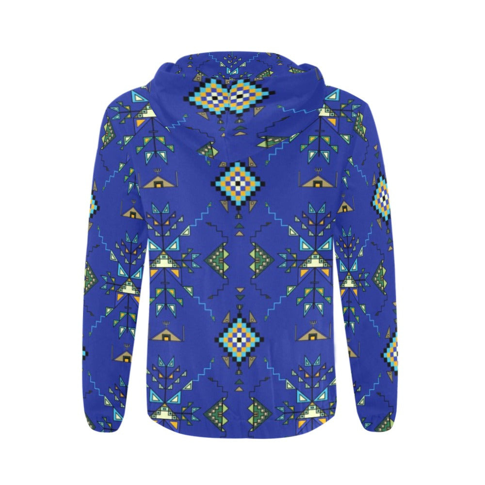 Bear Shield Dark Blue Men's Zipper Hoodie