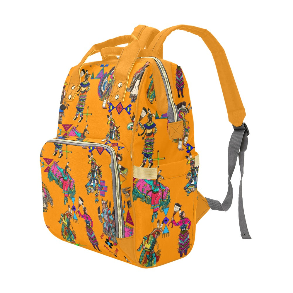 Grand Entry Dancers Orange Multi-Function Diaper Backpack/Diaper Bag