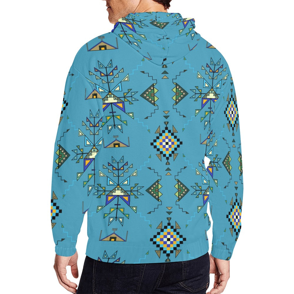 Bear Shield Blue Men's Zipper Hoodie