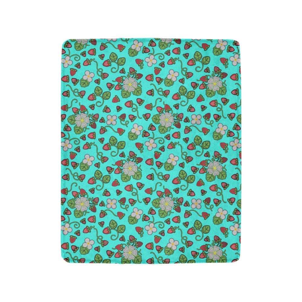 Strawberry Dreams Turquoise Ultra-Soft Micro Fleece Blanket 40"x50"