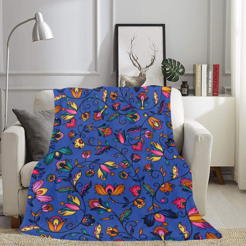 Copper Prairie Petals Blue Ultra-Soft Micro Fleece Blanket 60"x80"