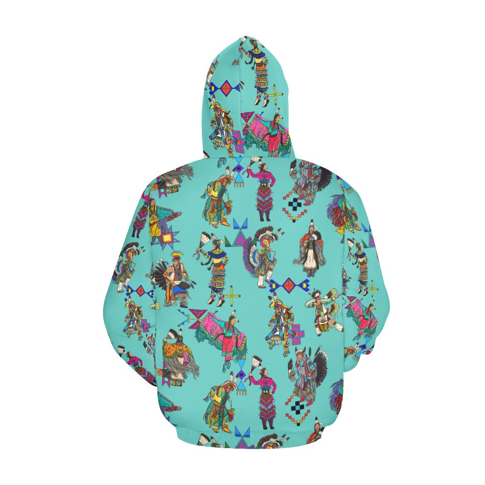 Grand Entry Dancers Eggshell Blue Hoodie for Women (USA Size)