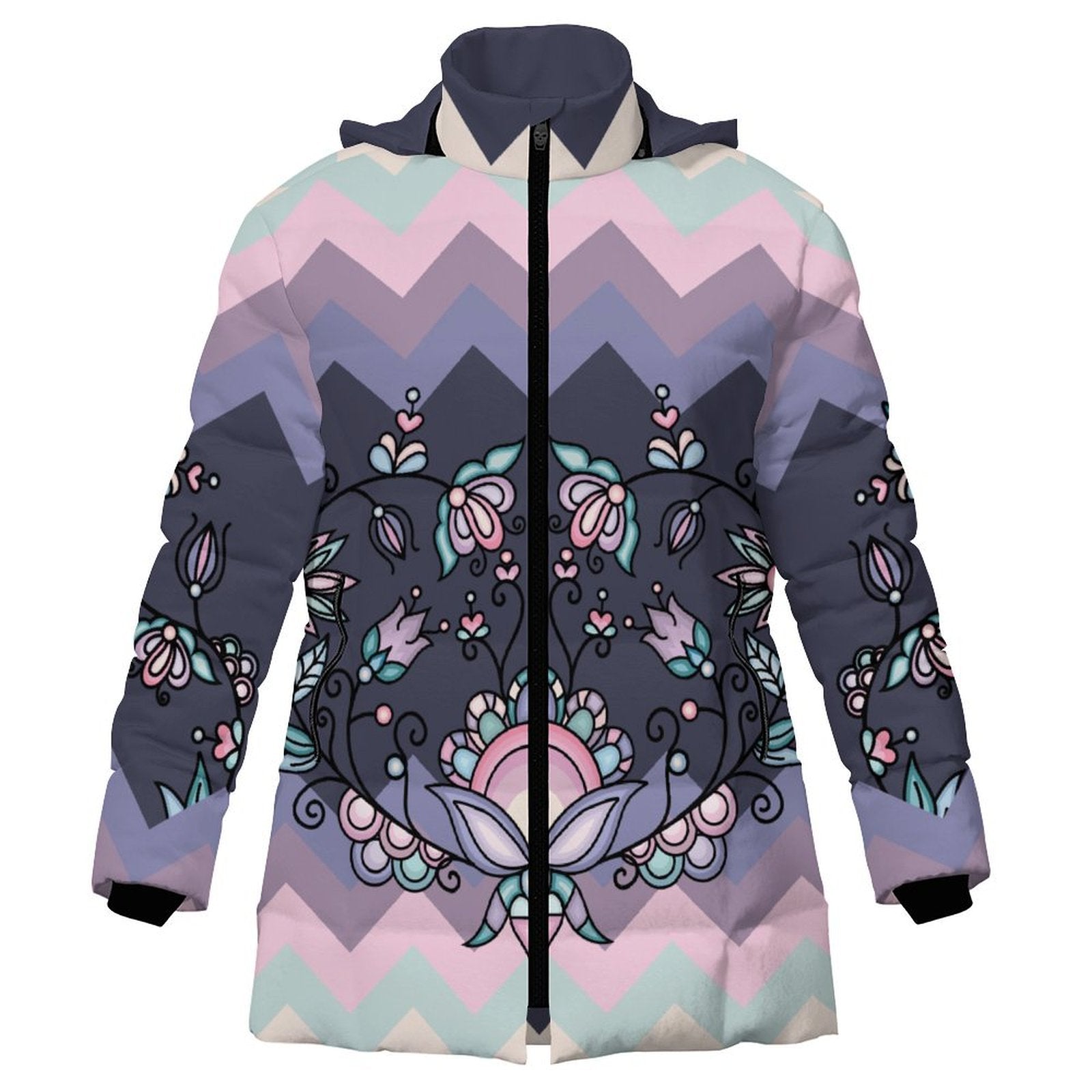 Silver Frostflower Women's Hooded Puffer Coat