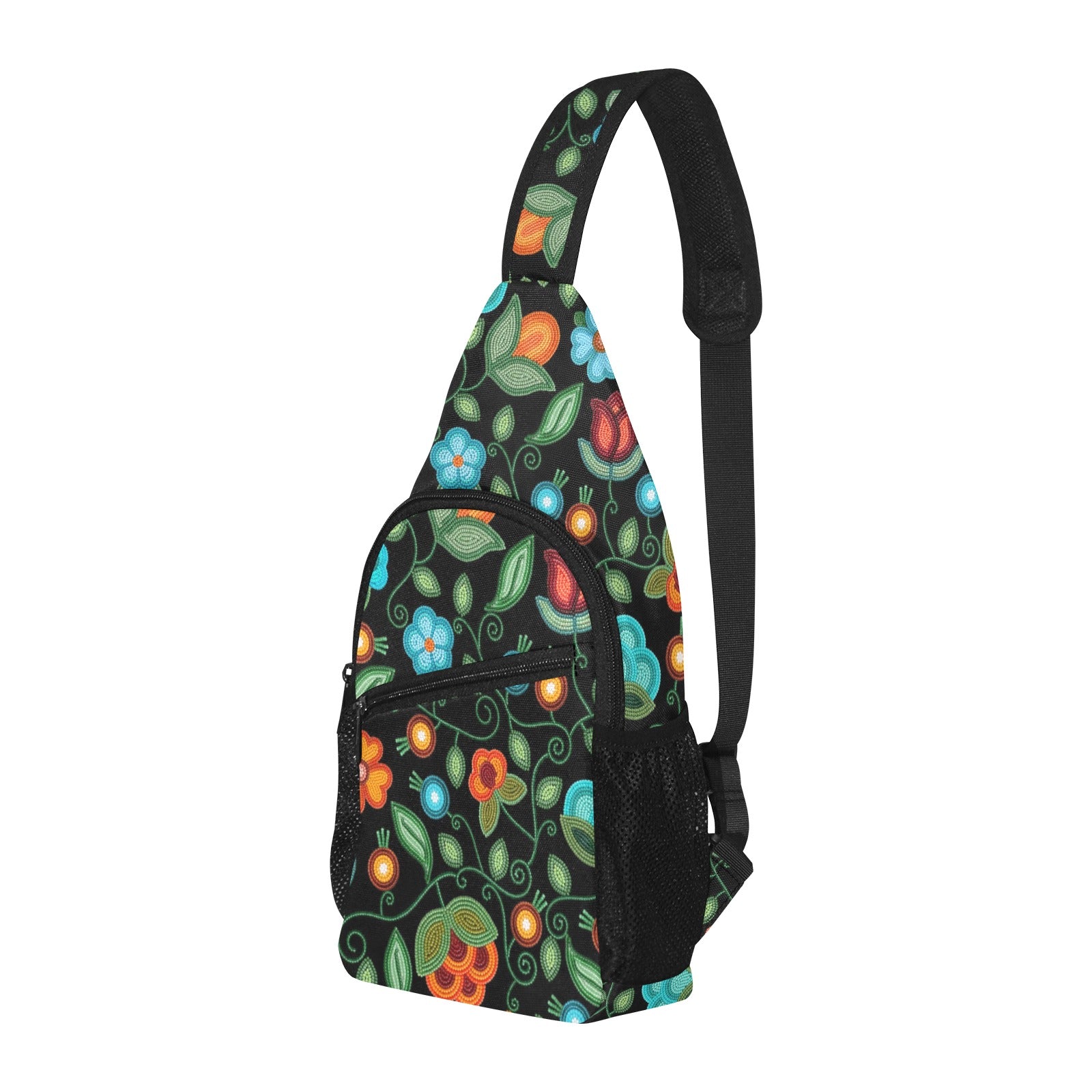 Prairie Fire Petals Black Chest Bag
