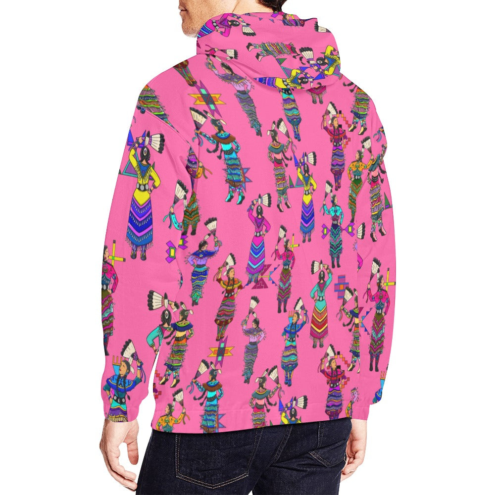 Women's Jingle Dancers Pink Hoodie for Men (USA Size)