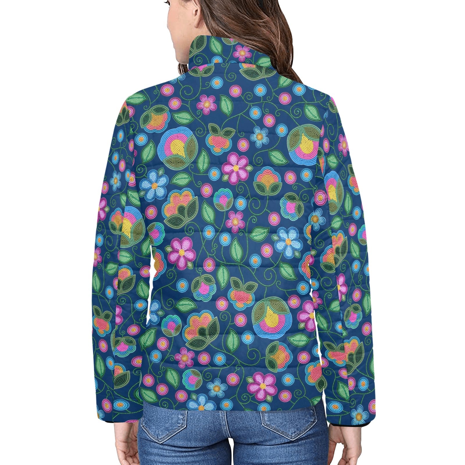 Turquoise Sunbeam Blue Women's Stand Collar Padded Jacket