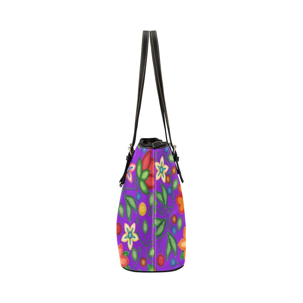 Morning Harmony Purple Leather Tote Bag/Large