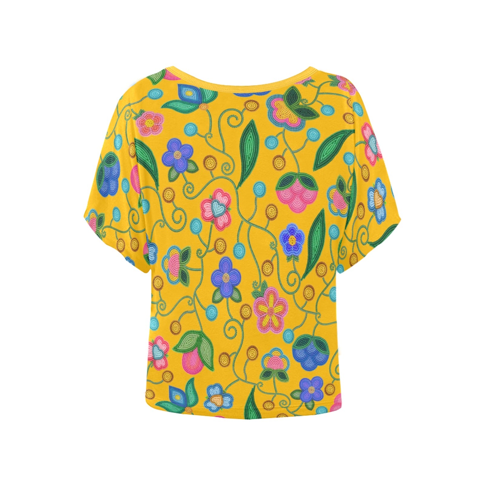 Skyberry Serenade Yellow Women's Batwing-Sleeved Blouse T-shirt
