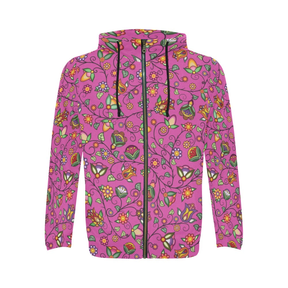 Heartbeat Petals Pink Men's Zipper Hoodie