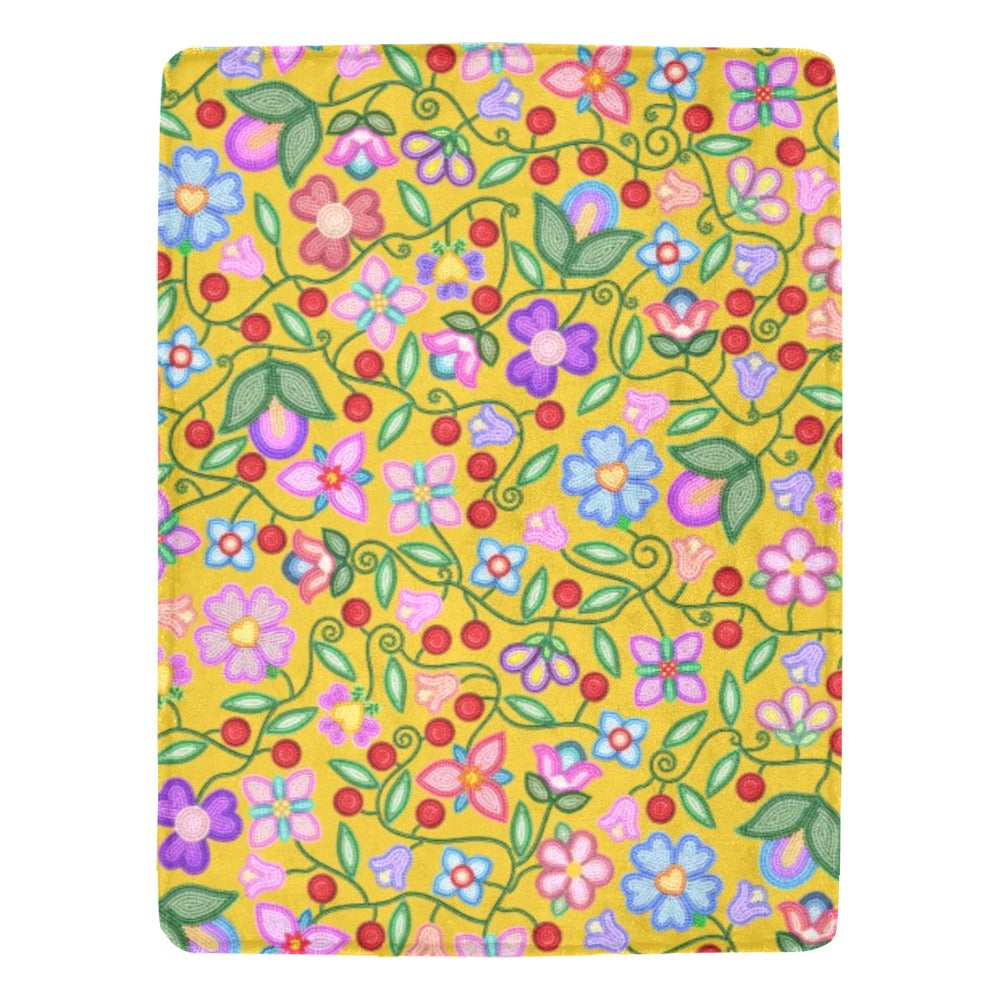 Petal Harmony Ochre Ultra-Soft Micro Fleece Blanket 60"x80"