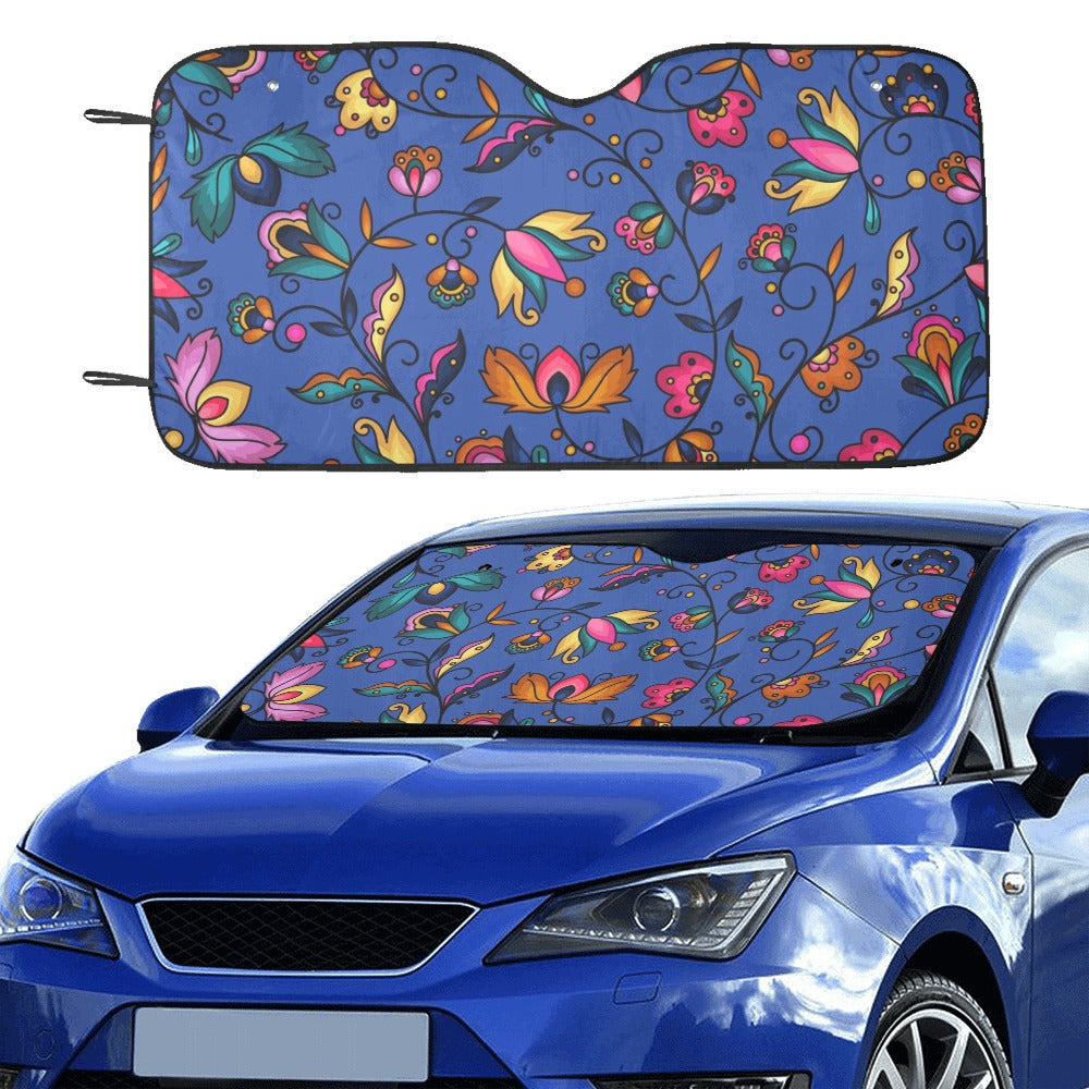 Copper Prairie Petals Blue Car Sun Shade 55"x30"