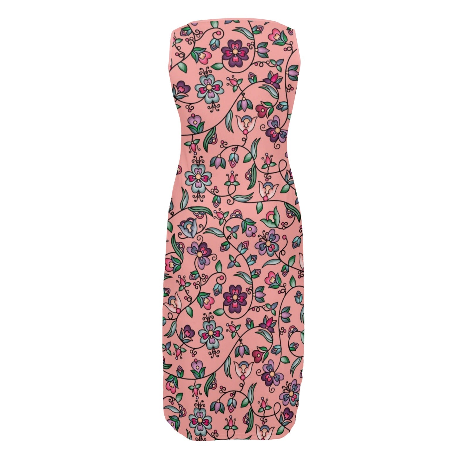 Amber Evening Garland Peach Phaedra Sleeveless Open Fork Long Dress