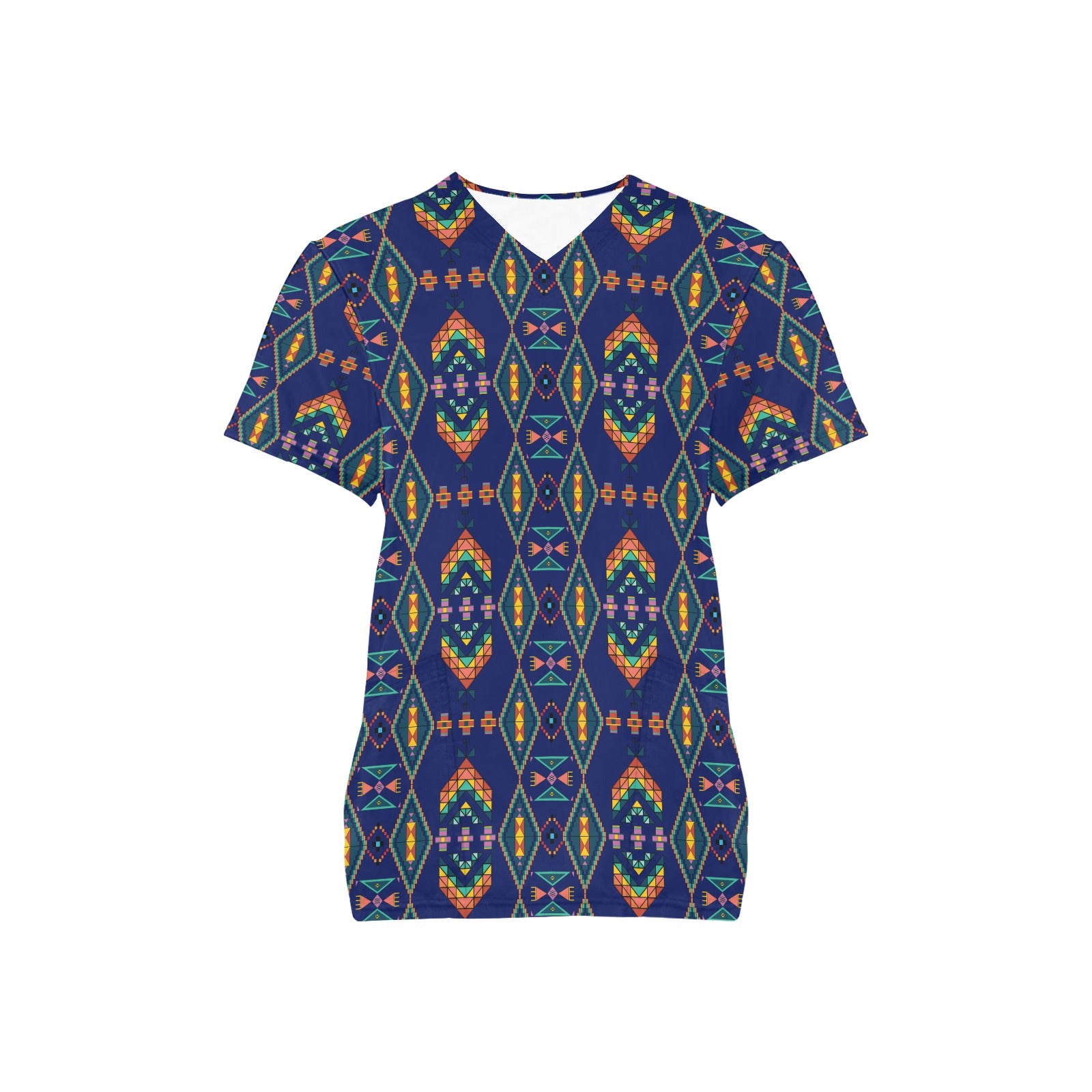 Travois Tipi Blue Scrub Top