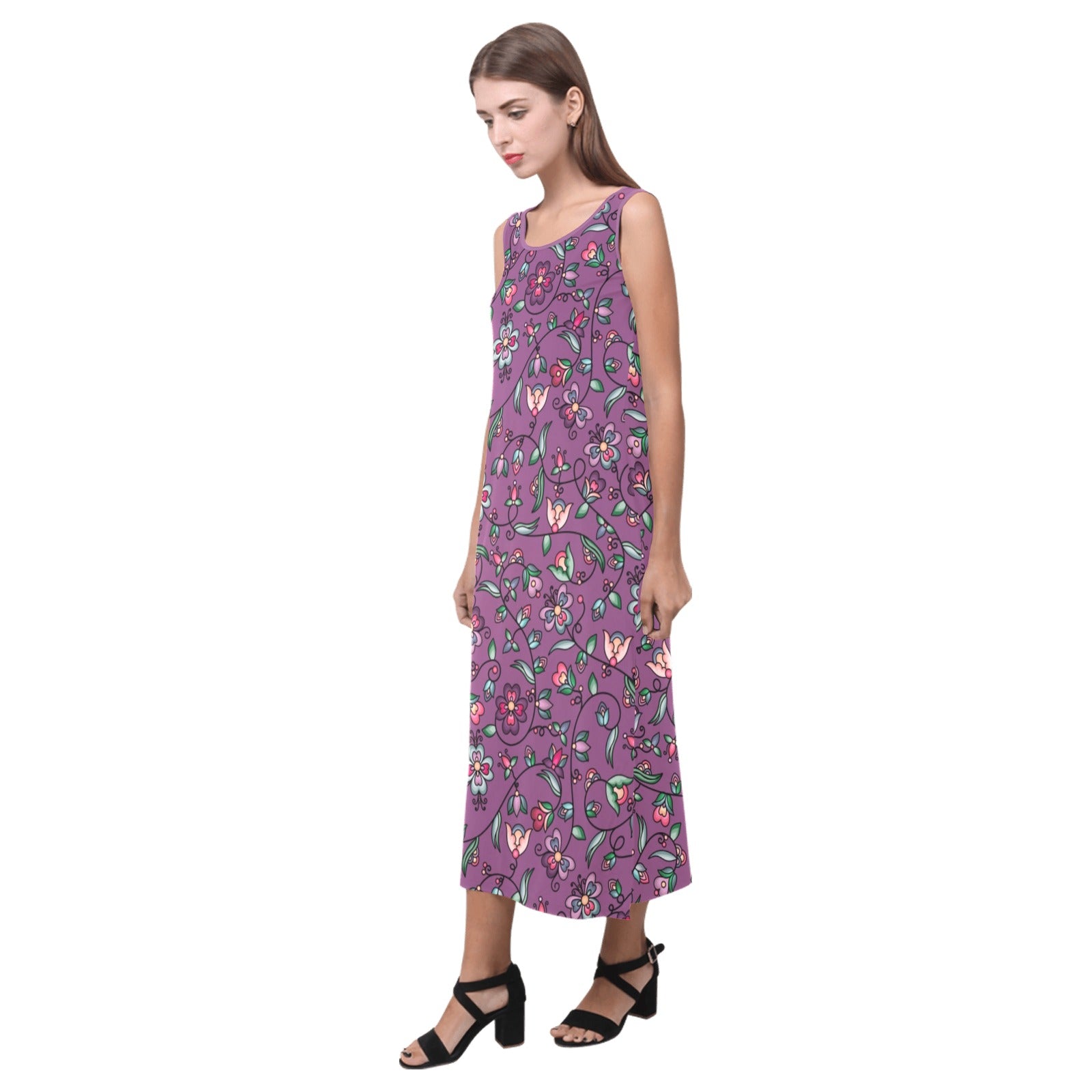 Amber Evening Garland Purple Phaedra Sleeveless Open Fork Long Dress