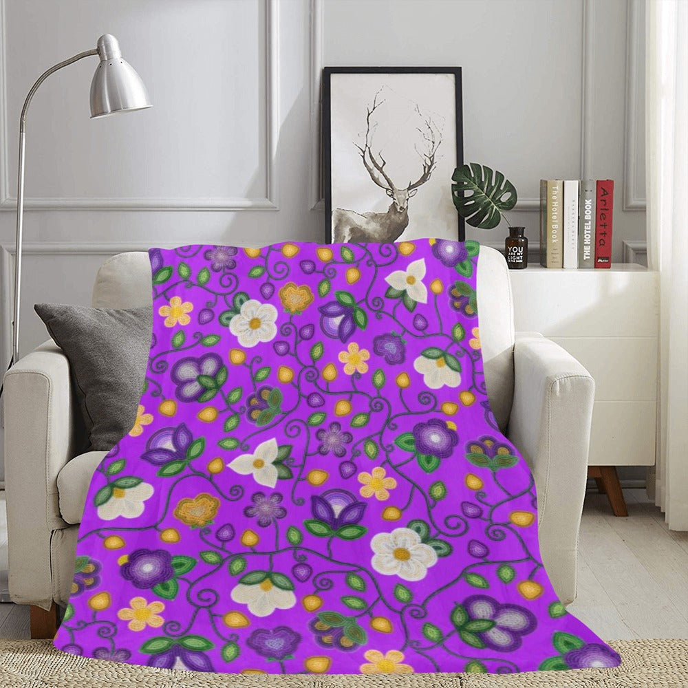Midnight Moss Bloom Purple Ultra-Soft Micro Fleece Blanket 60"x80"