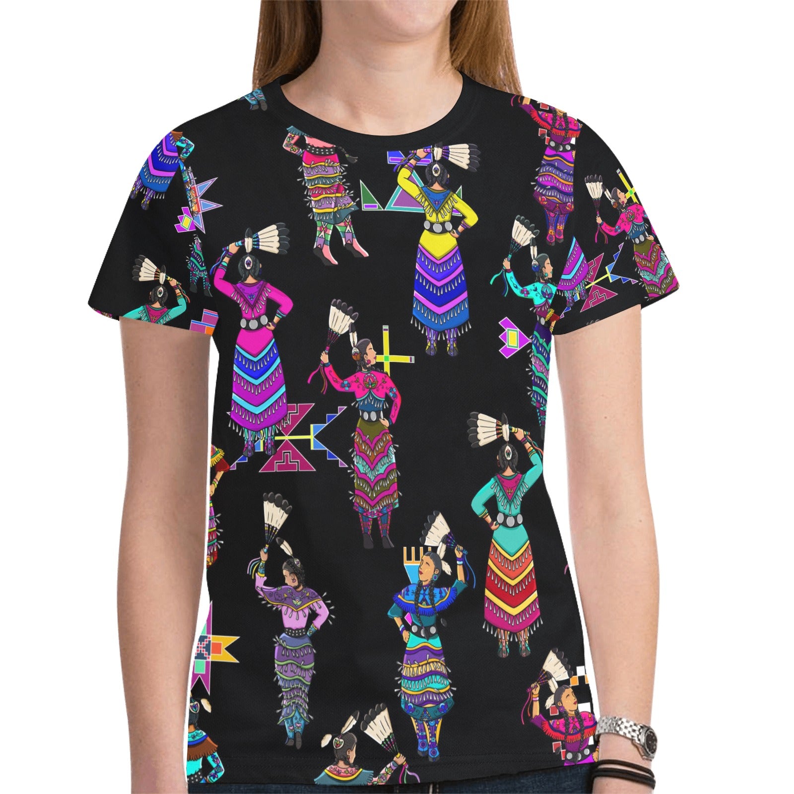 Women's Jingle Dancers Black T-shirt for Women