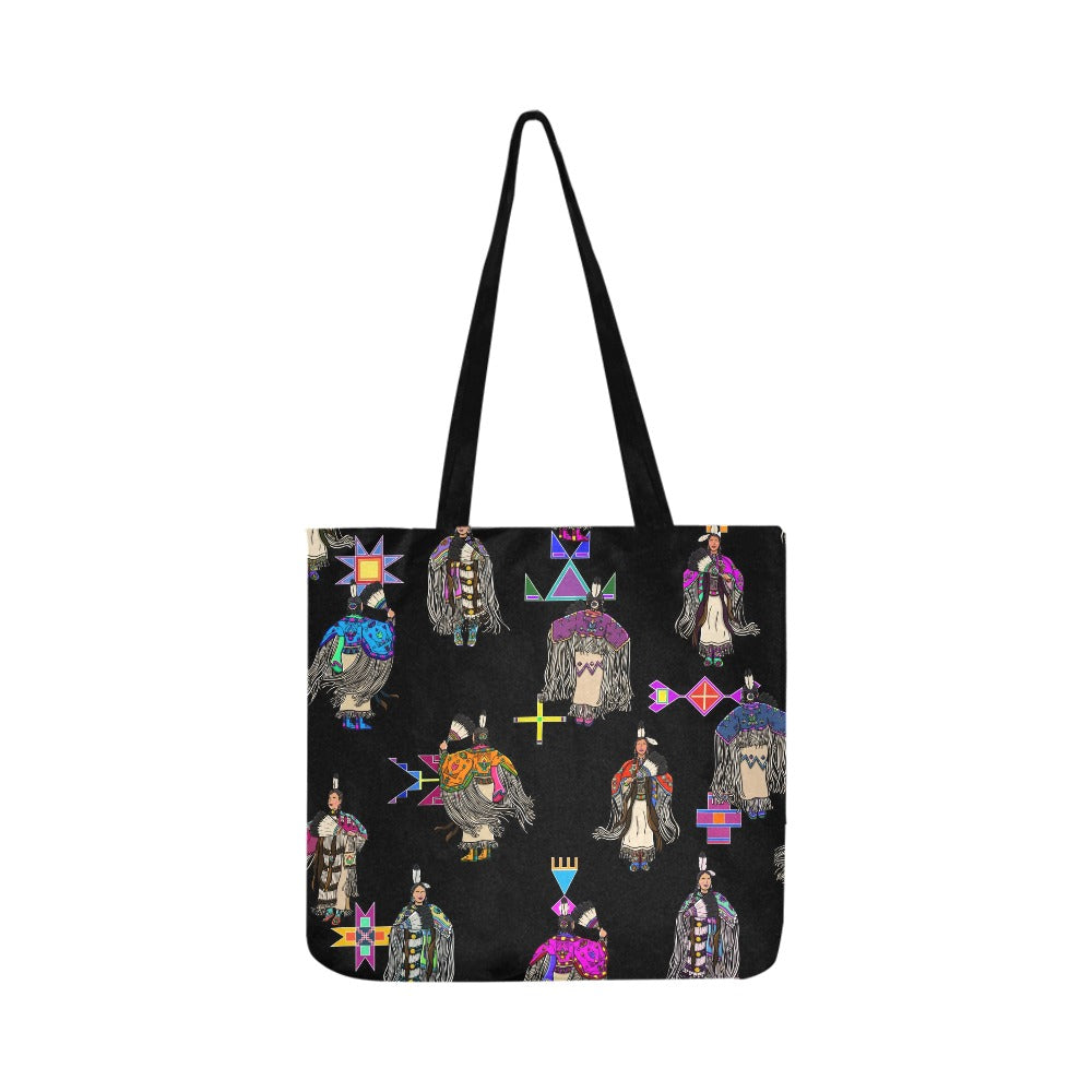 Women's Tradish Dancers Black Reusable Shopping Bag (Two sides)
