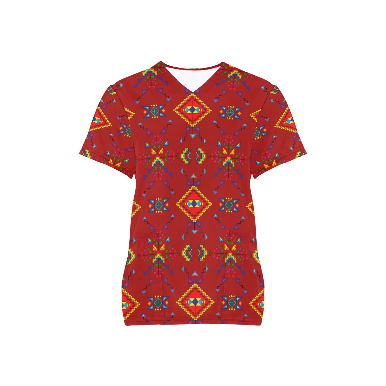 Buffalo Jump Red Scrub Top