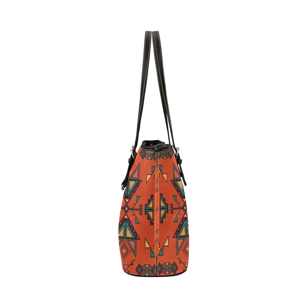 Arrow dawn Orange Leather Tote Bag/Large