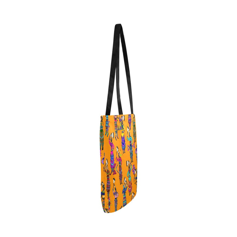 Women's Jingle Dancers Orange Reusable Shopping Bag (Two sides)
