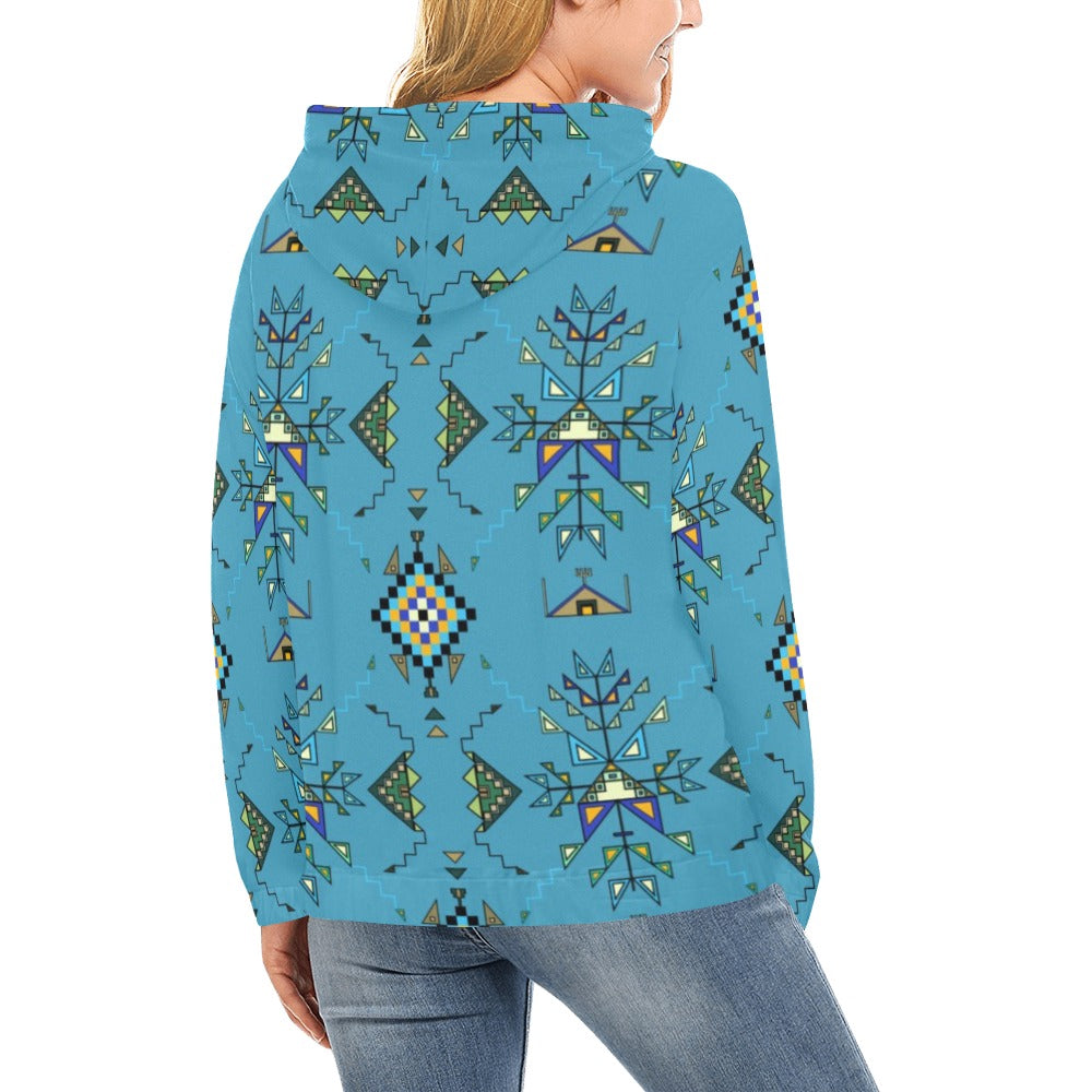 Bear Shield Blue Hoodie for Women (USA Size)