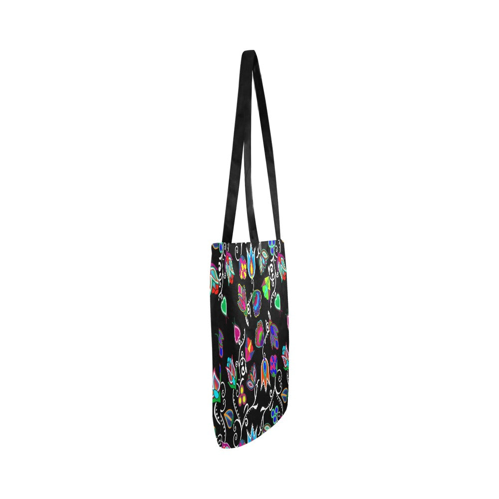 Indigenous Paisley Black Reusable Shopping Bag (Two sides)