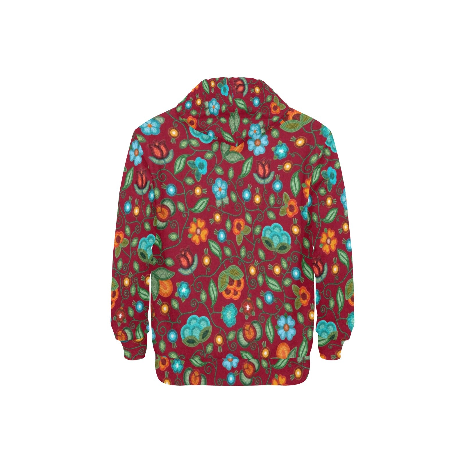Prairie Fire Petals Red Men's Long Sleeve Fleece Hoodie