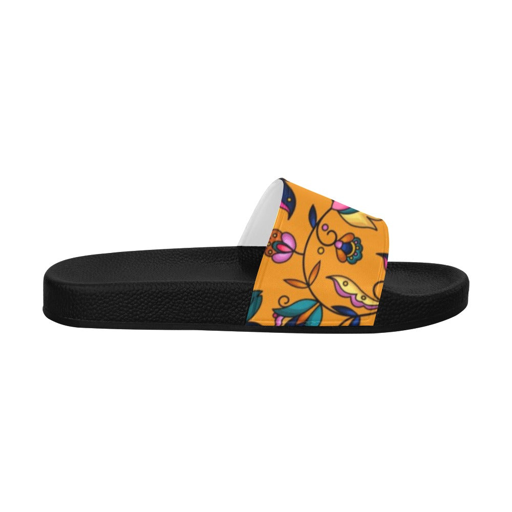 Copper Prairie Petals Orange Men's Slide Sandals