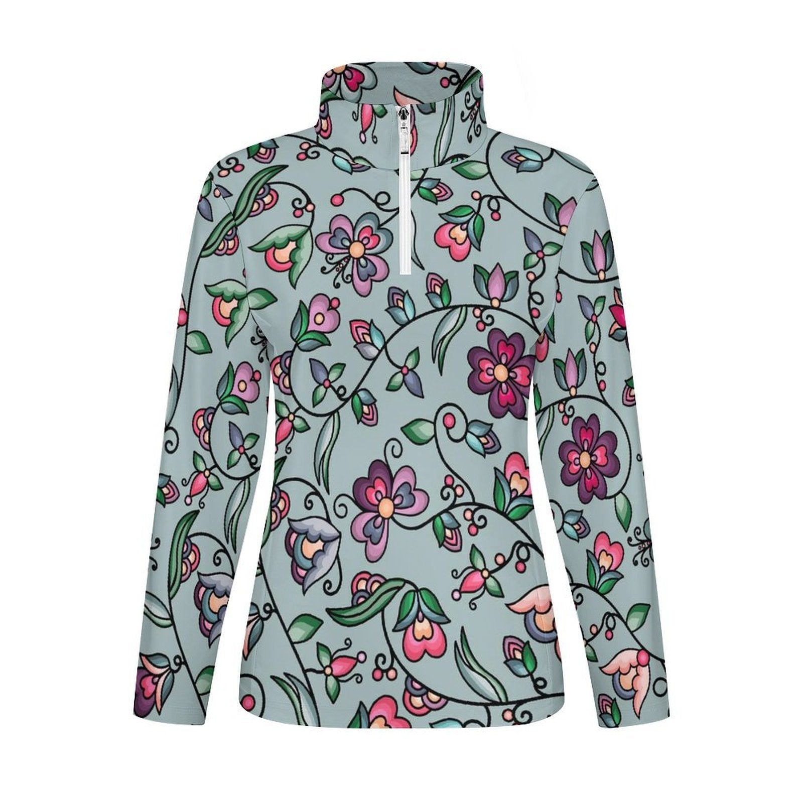 Amber Evening Garland Turquoise Long Sleeve Yoga Shirt