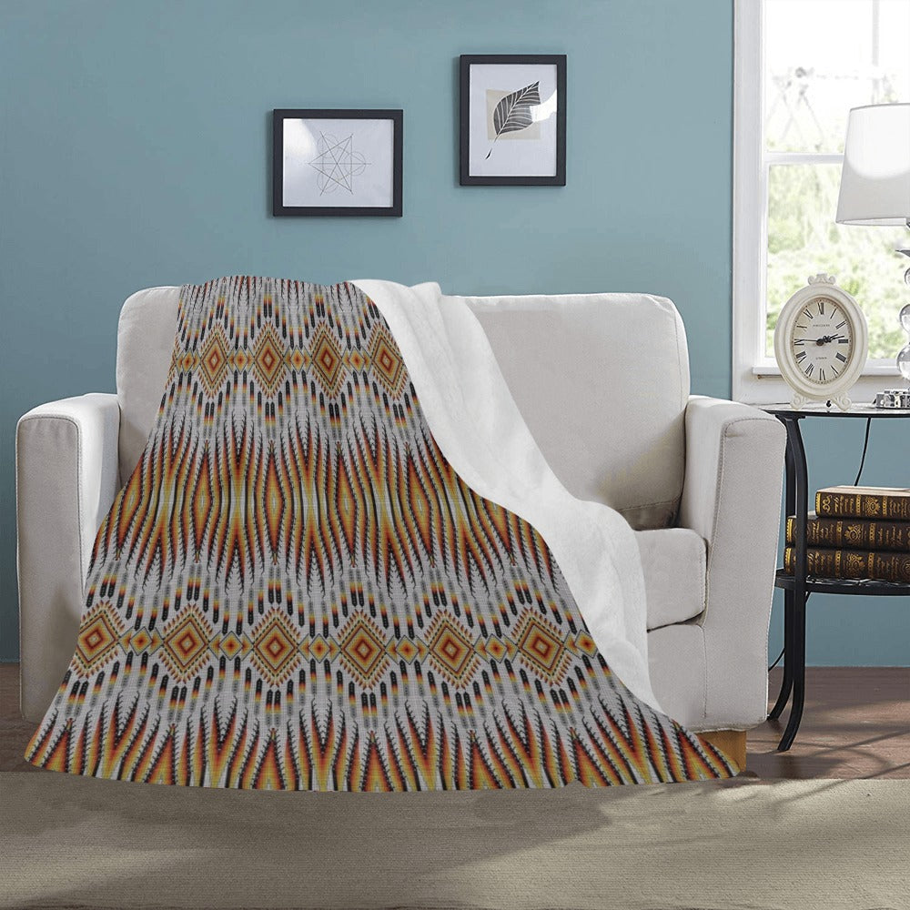 Fire Feather White Ultra-Soft Micro Fleece Blanket 50"x60"