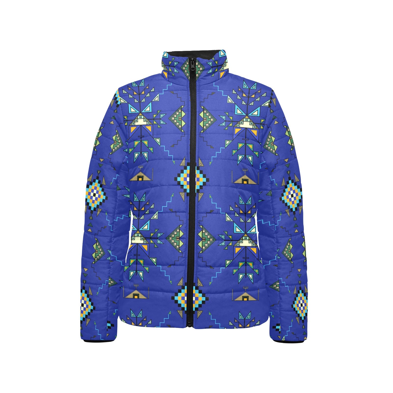 Bear Shield Dark Blue Women's Stand Collar Padded Jacket