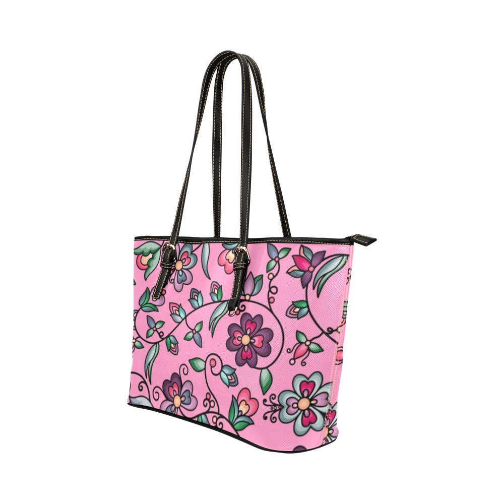 Amber Evening Garland Pink Leather Tote Bag/Large