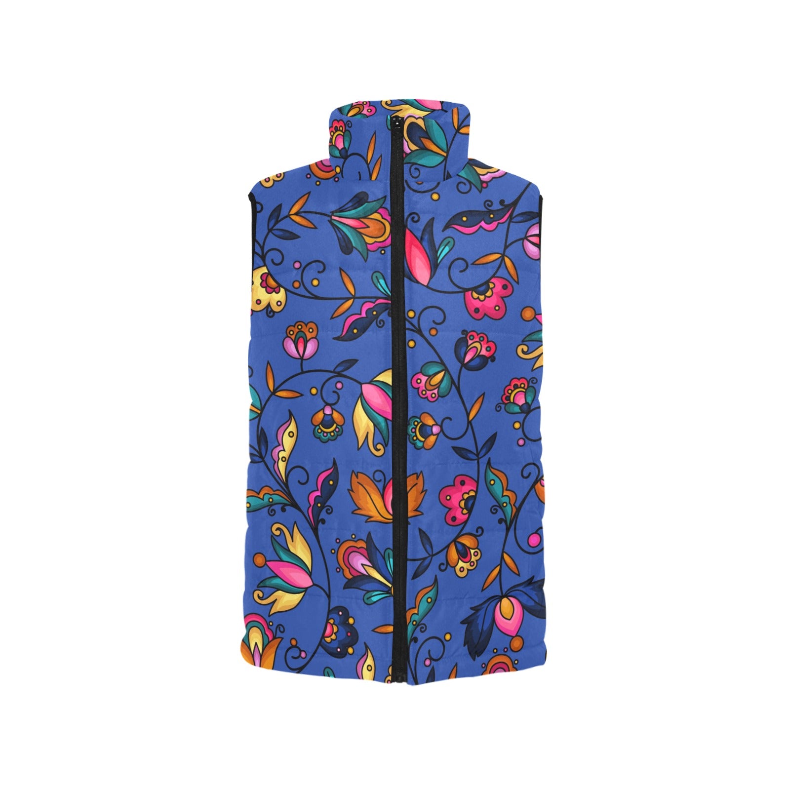 Copper Prairie Petals Blue Women's Padded Vest Jacket