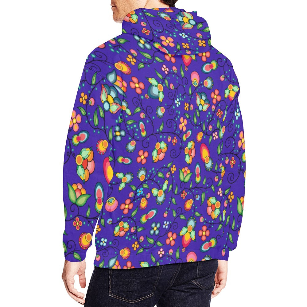Floral Bounty Blue Hoodie for Men (USA Size)
