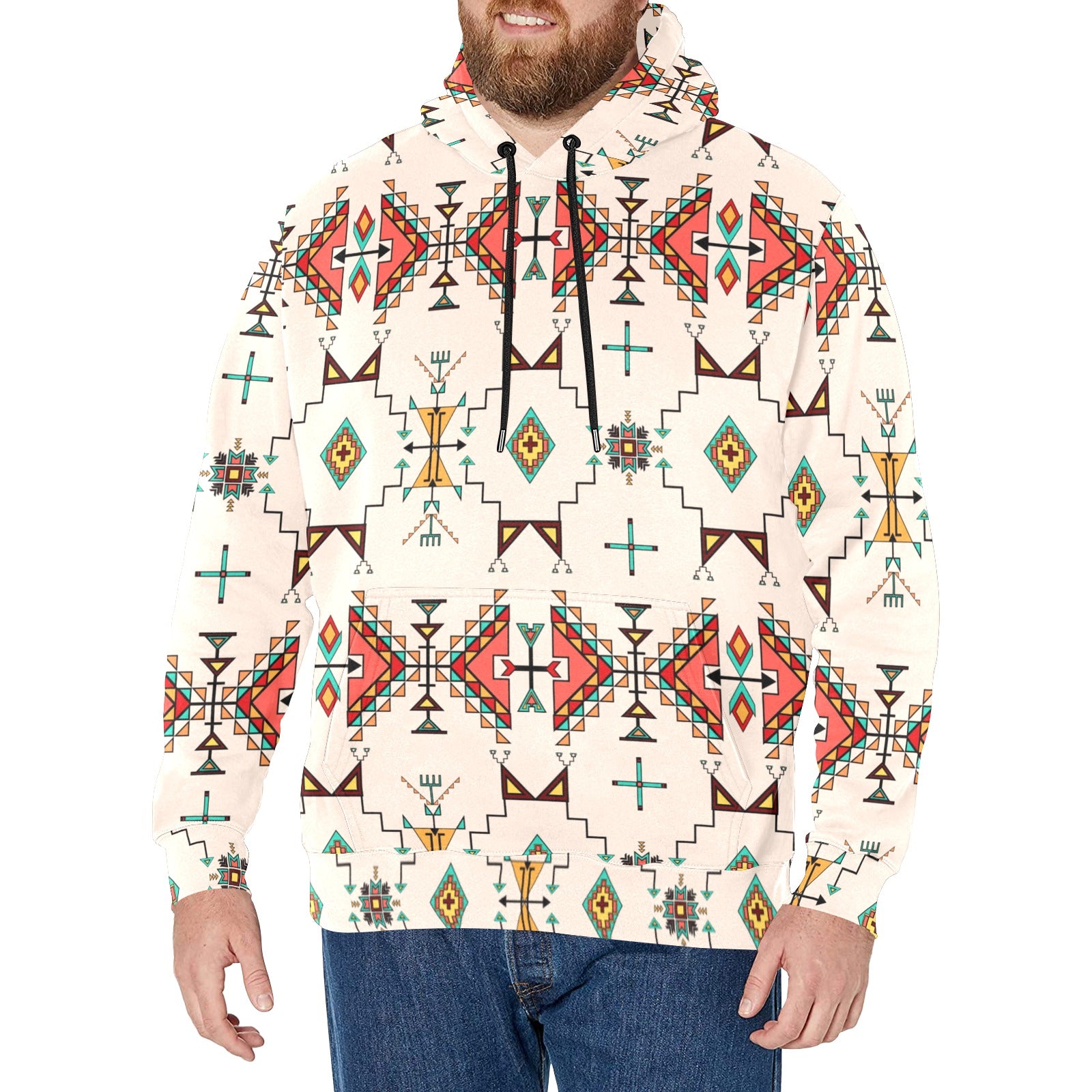 Thunder Flight Cream Men's Long Sleeve Fleece Hoodie