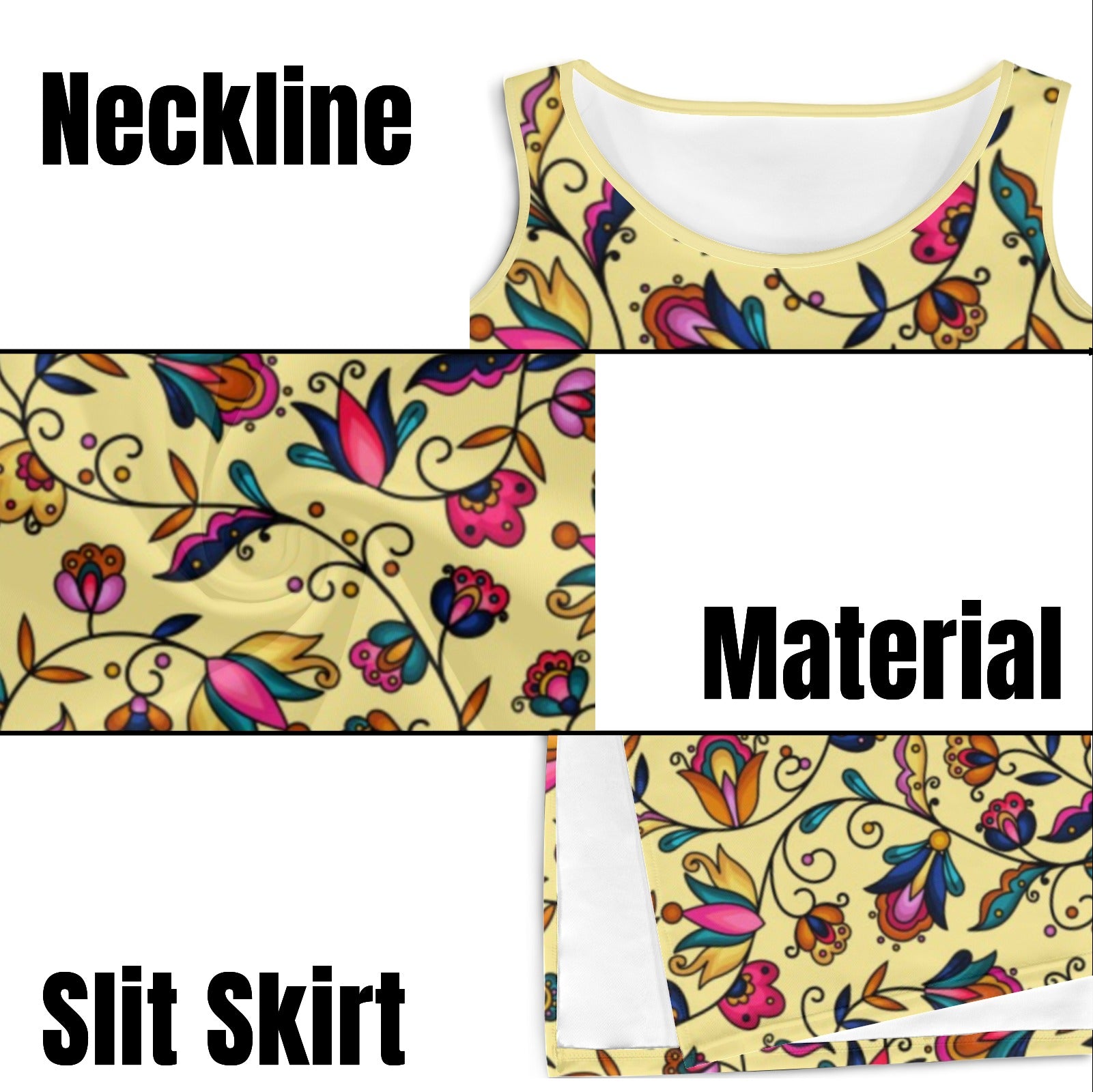 Copper Prairie Petals Yellow Phaedra Sleeveless Open Fork Long Dress