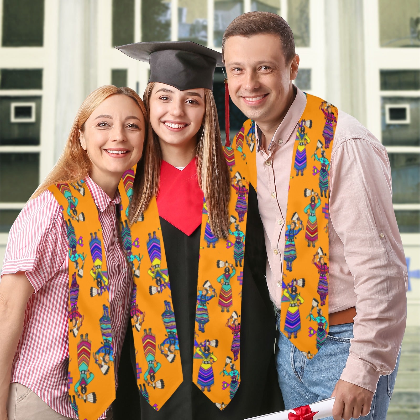 Women's Jingle Dancers Orange Graduation Stole