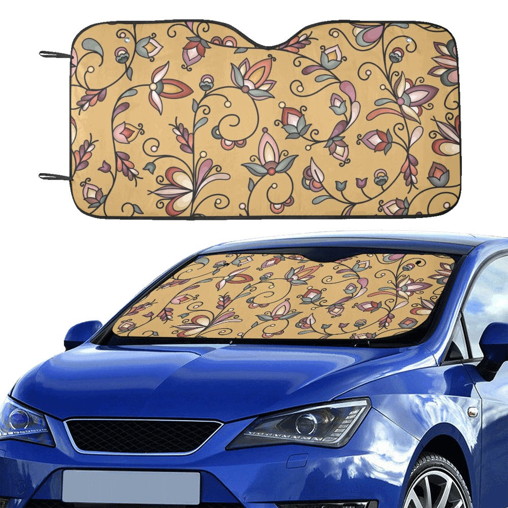 Burnt Sky Petals Gold Car Sun Shade 55"x30"
