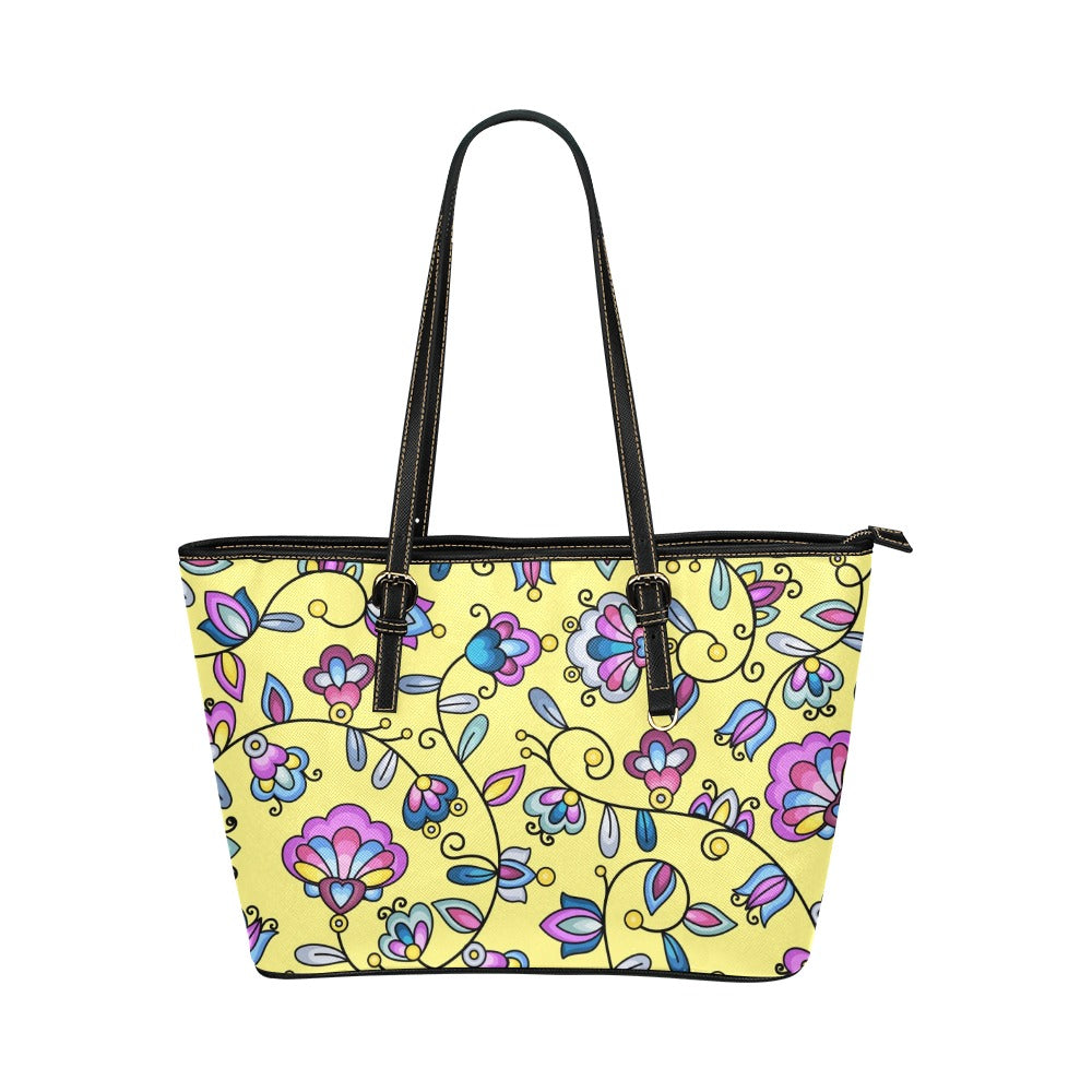 Autumn Bundle Blessing Yellow Leather Tote Bag/Large