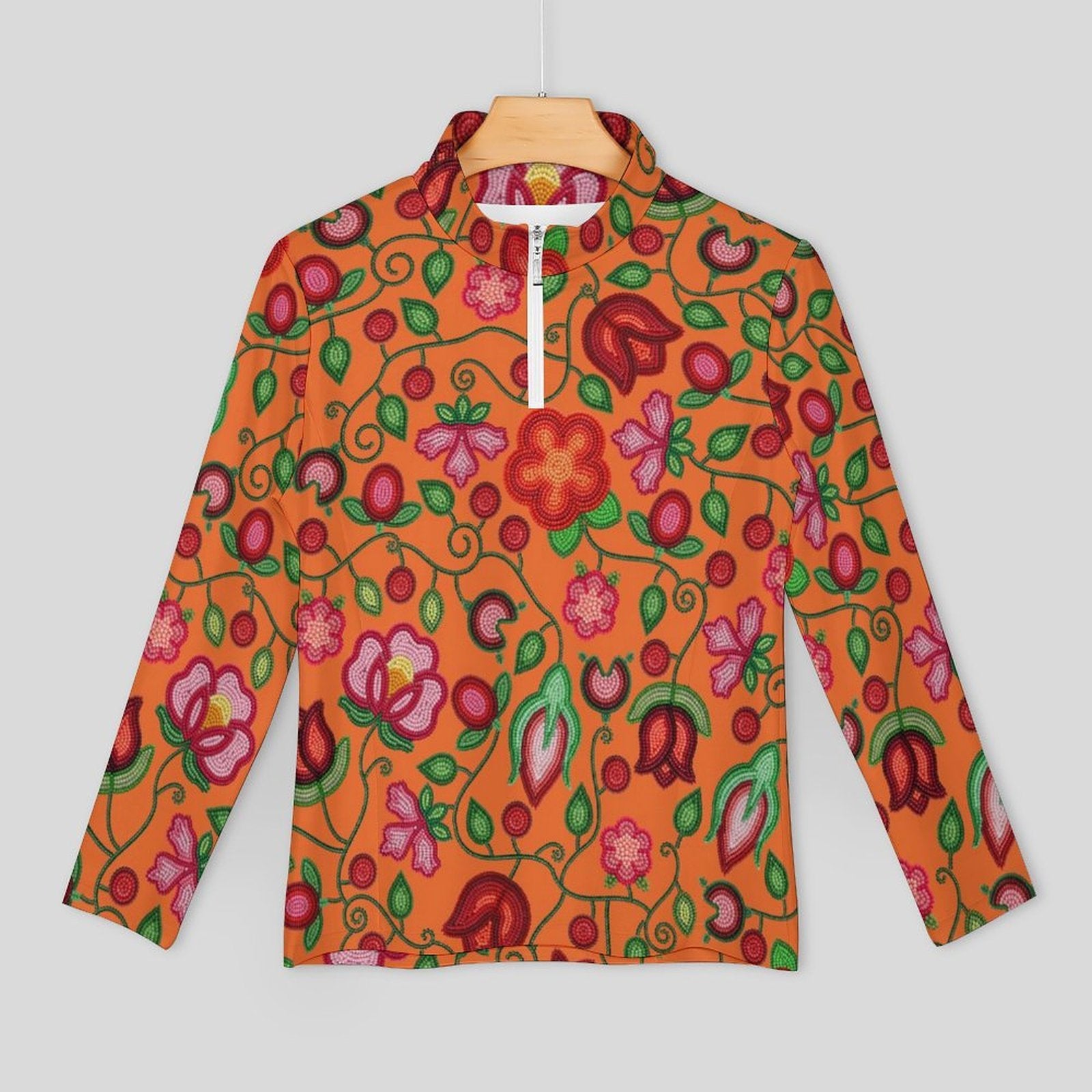 Rose Reverie Orange Long Sleeve Yoga Shirt