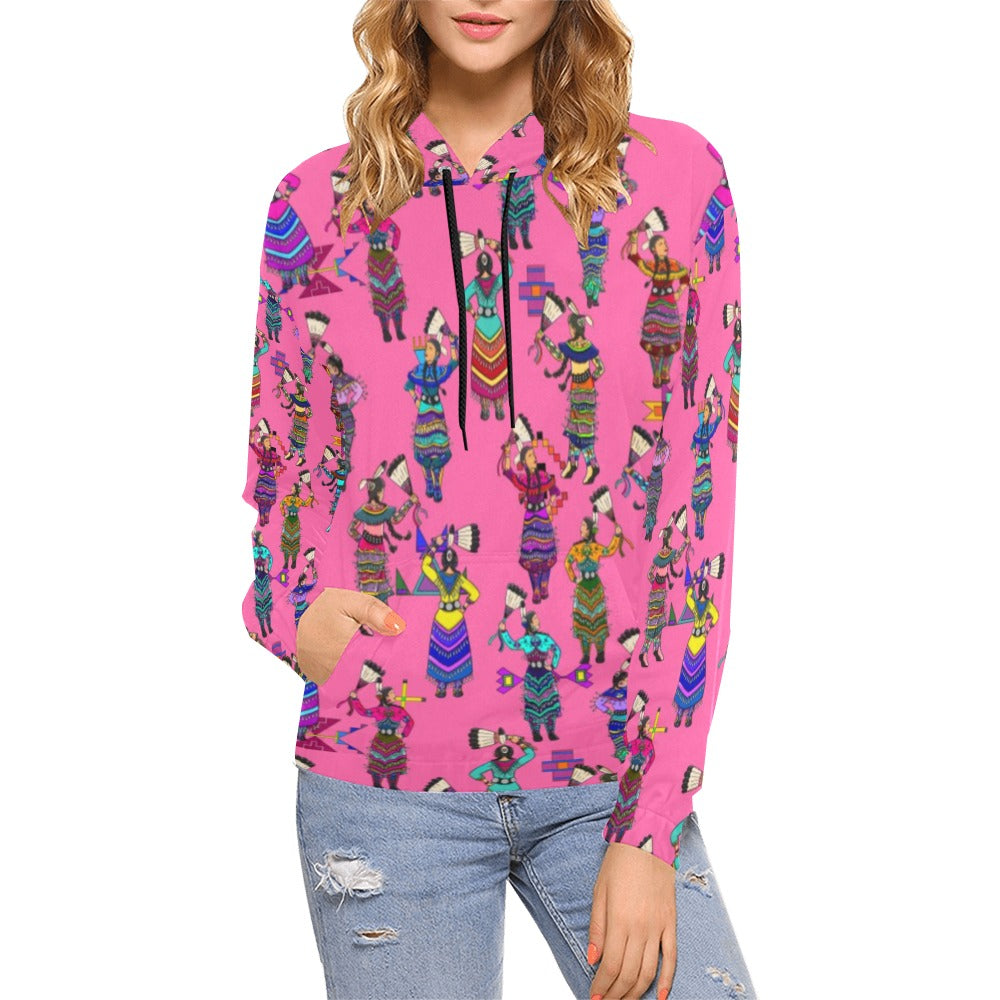 Women's Jingle Dancers Pink Hoodie for Women (USA Size)