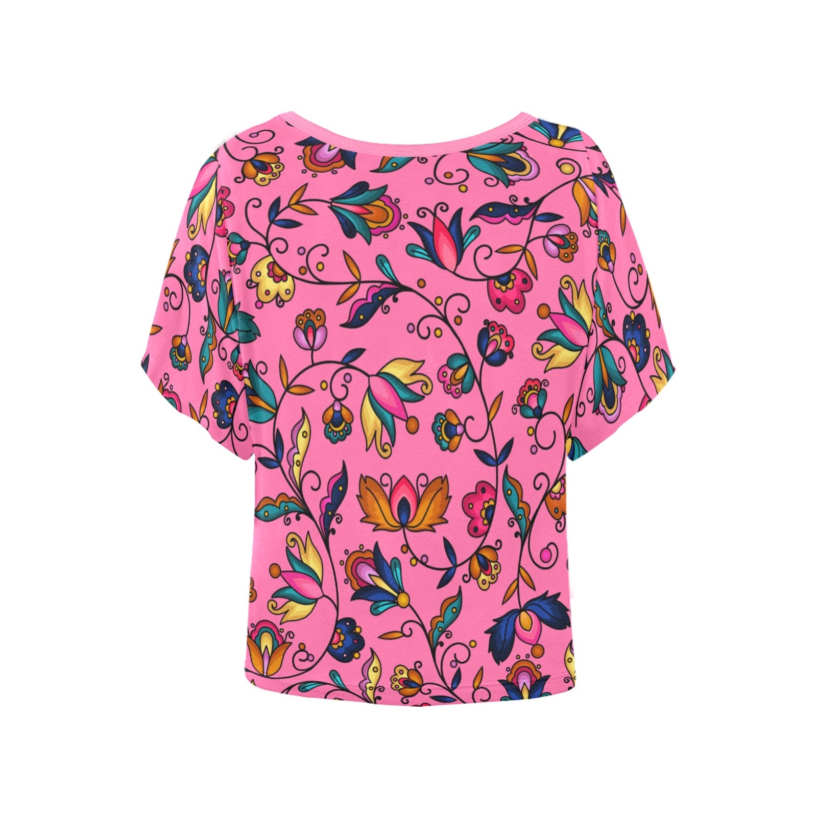 Copper Prairie Petals Pink Women's Batwing-Sleeved Blouse T shirt