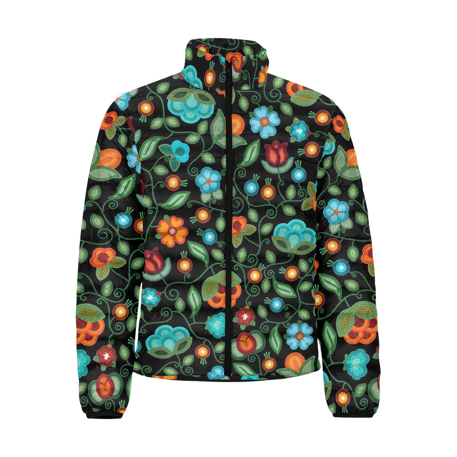 Prairie Fire Petals Black Men's Padded Jacket