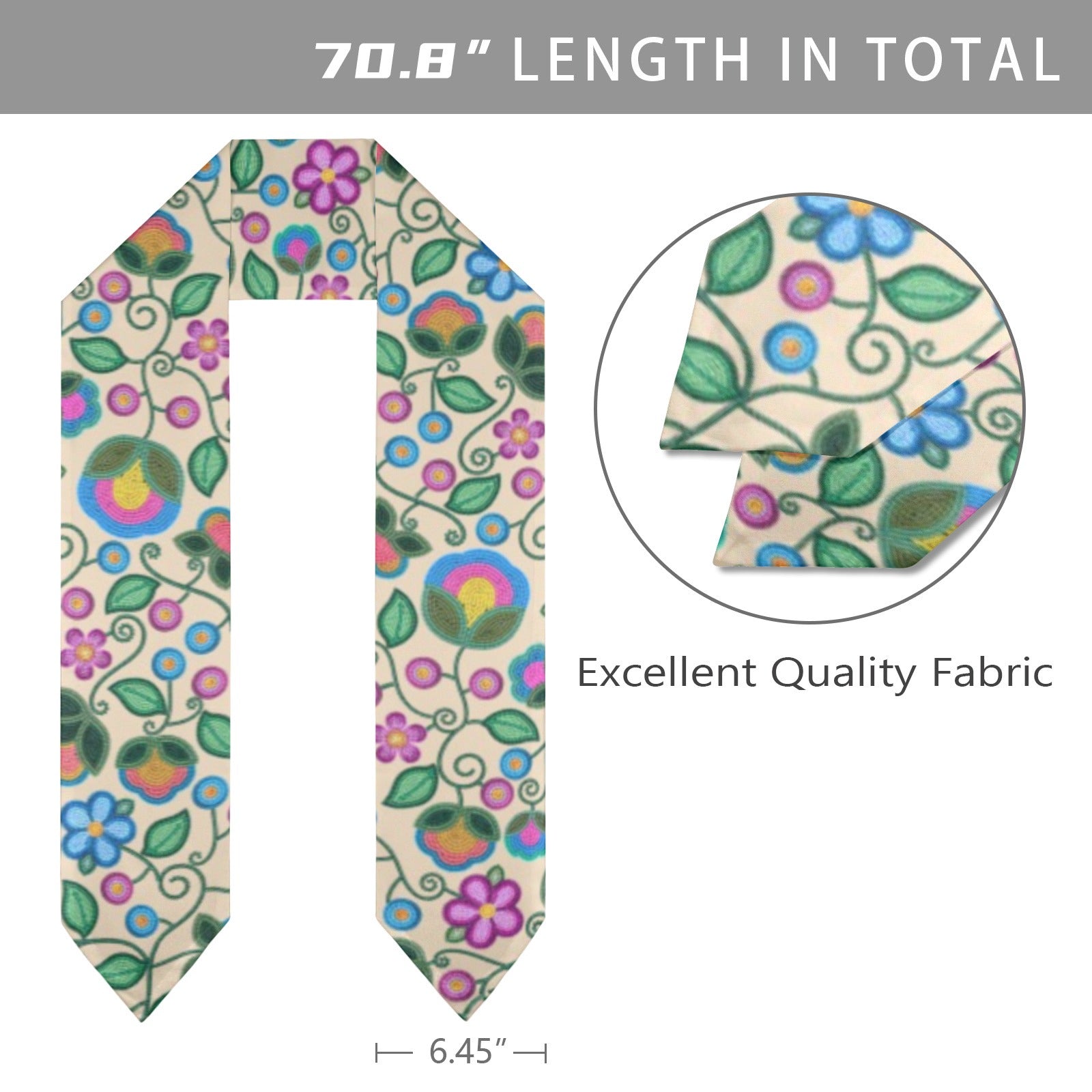 Turquoise Sunbeam Cream Graduation Stole
