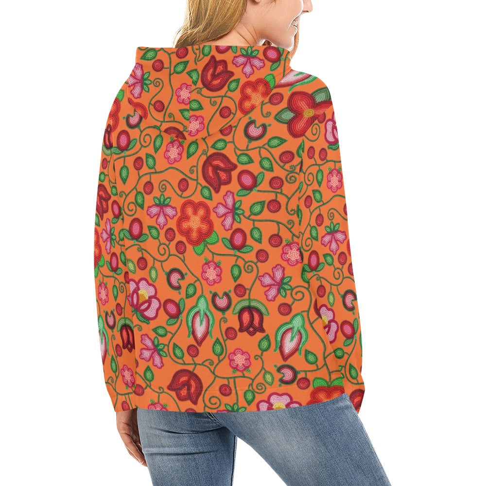 Rose Reverie Orange All Over Print Hoodie for Women (USA Size)