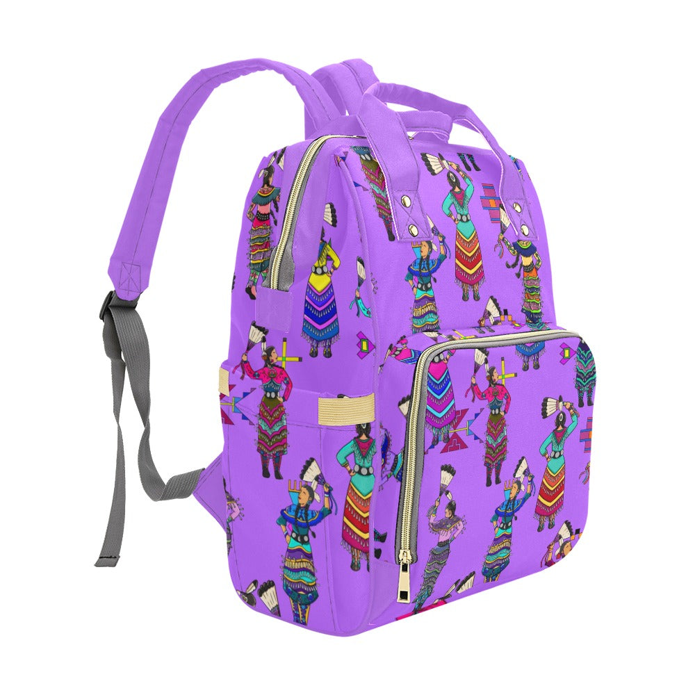 Women's Jingle Dancers Purple Multi-Function Diaper Backpack/Diaper Bag