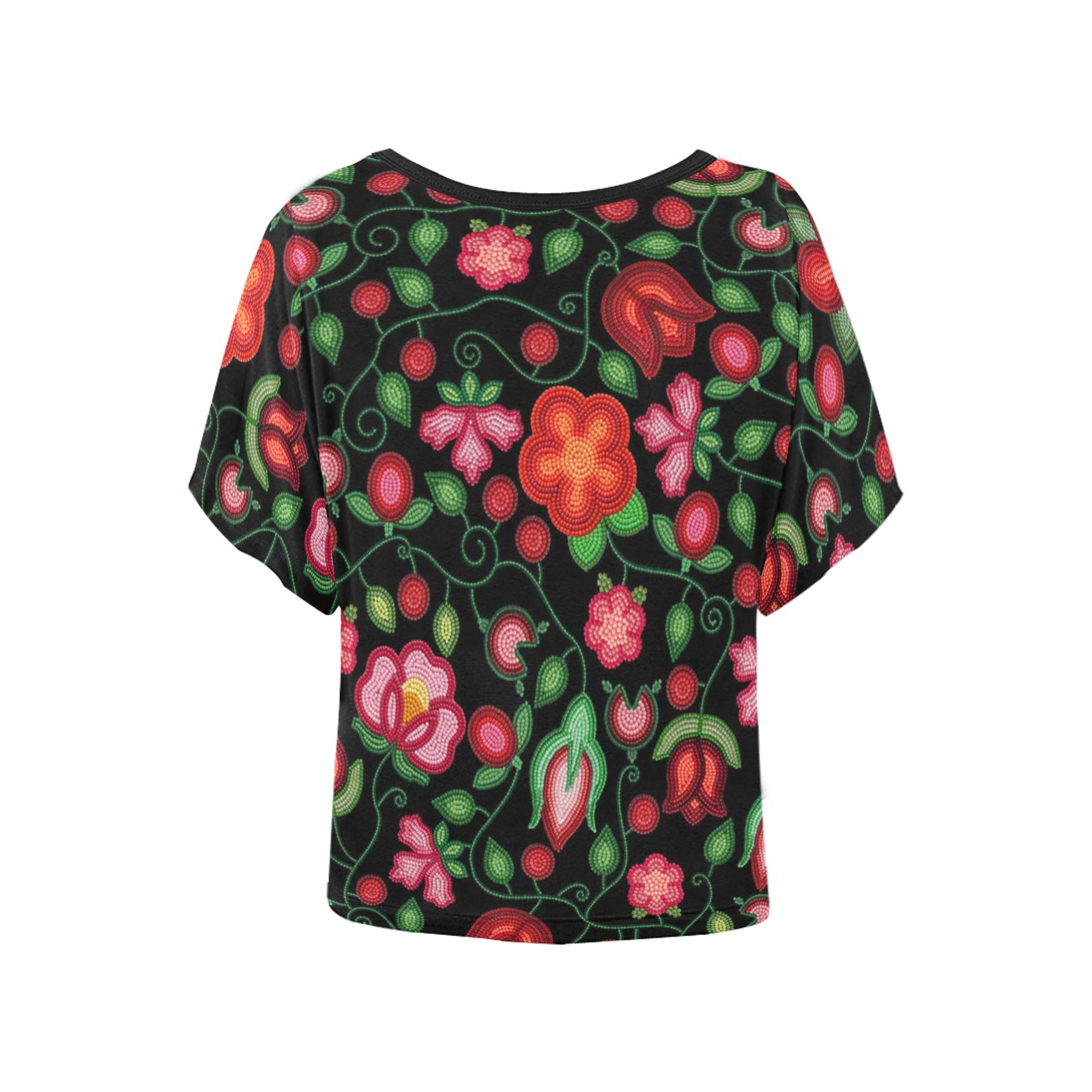 Rose Reverie Black Women's Batwing-Sleeved Blouse T-shirt