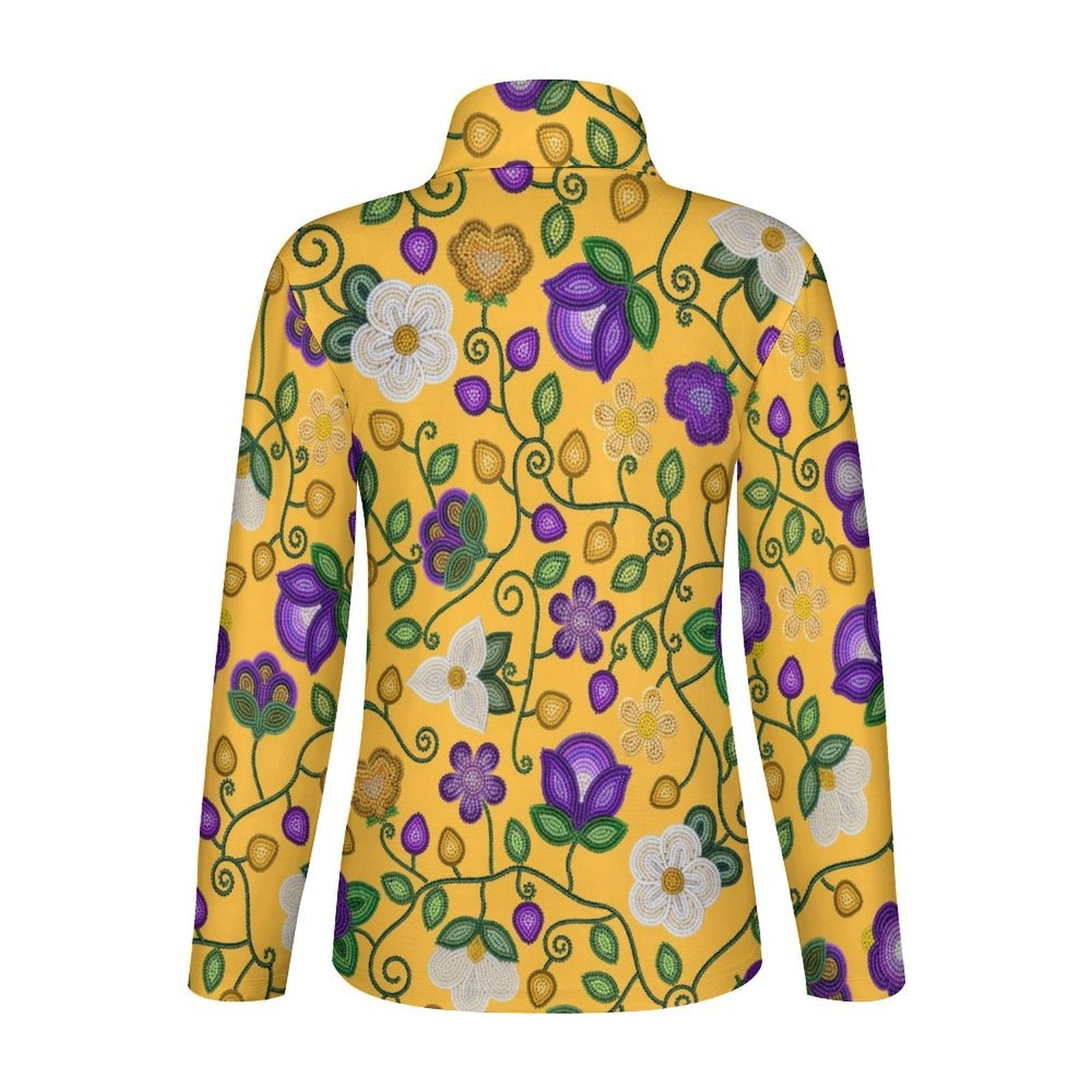 Midnight Moss Bloom Yellow Long Sleeve Yoga Shirt