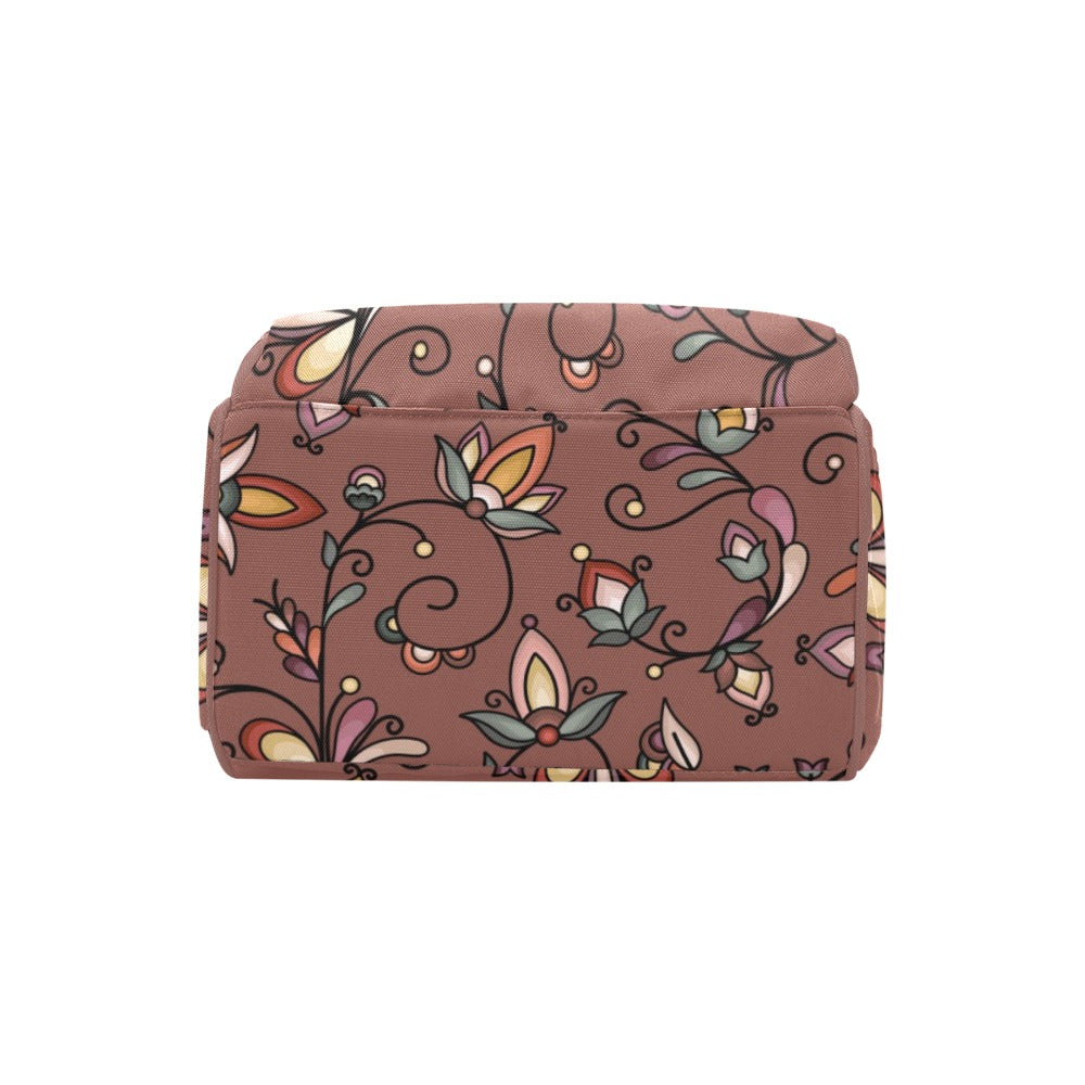 Burnt Sky Petals Brown Multi-Function Diaper Backpack/Diaper Bag